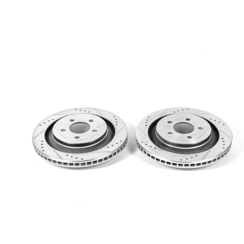 Power Stop 15-19 Ford Mustang Rear Evolution Drilled & Slotted Rotors - Pair PowerStop Brake Rotors - Slot & Drilled