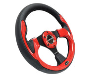 NRG Reinforced Steering Wheel (320mm) Blk w/Red Trim & 5mm 3-Spoke NRG Steering Wheels