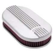 Edelbrock Air Cleaner Classic Series Oval Aluminum Top Cloth Element 17 5In X 9 35In X 3 9In Satin Edelbrock Air Filters - Universal Fit