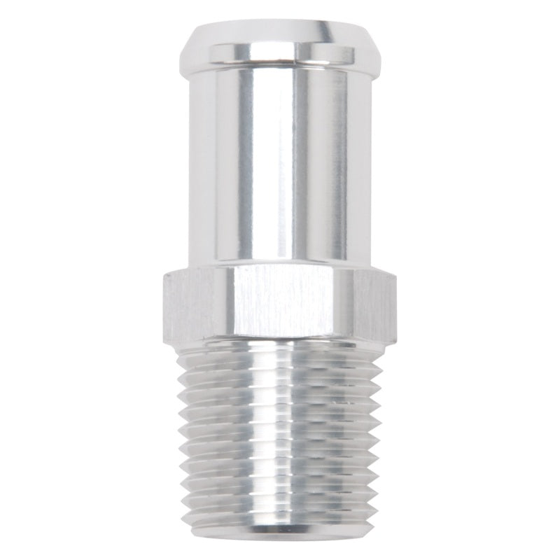 Edelbrock Hose End Straight 1/2In NPT to 3/4In Barb Clear Anodize Edelbrock Fittings
