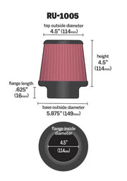 K&N Filter Universal X Stream Clamp-On 4-1/2in Flange 5-7/8in Base 4-1/2in Top 4-1/2in Height K&N Engineering Air Filters - Universal Fit