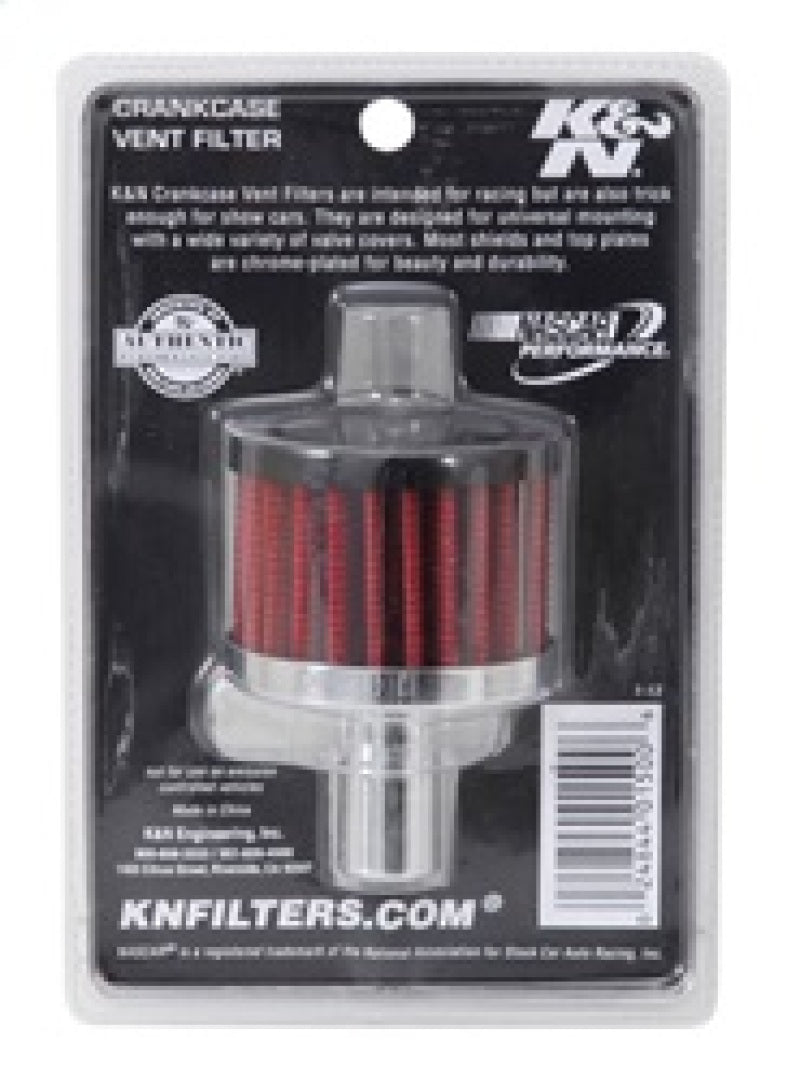 K&N Steel Base Crankcase Vent Filter .625in Vent OD x 2in OD x 1.5in Height K&N Engineering Air Filters - Universal Fit