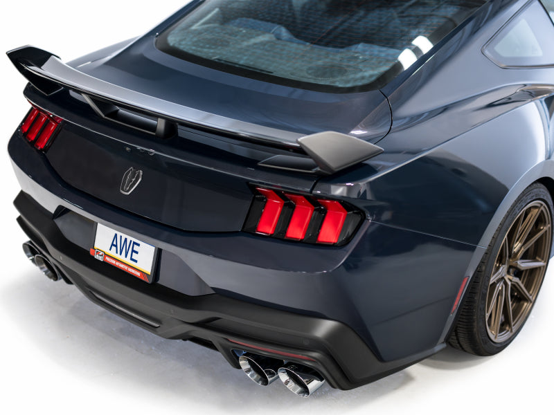 AWE 2024 Ford Mustang Dark Horse S650 RWD Track Edition Cat-Back Exhaust w/ Quad Chrome Silver Tips AWE Tuning Catback