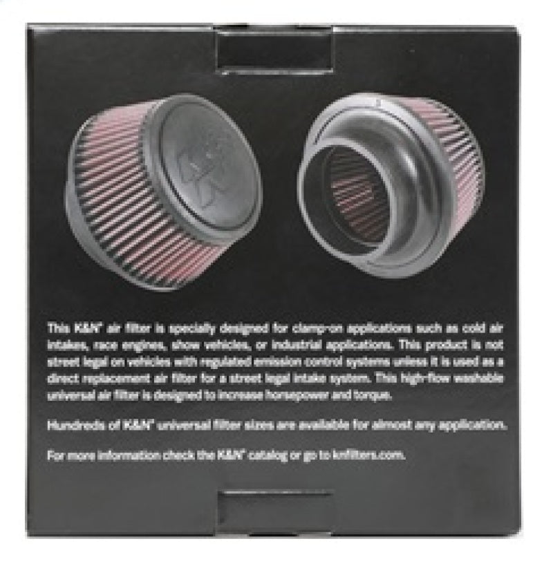 K&N Universal Round Clamp-On Air Filter 3in Flange ID x 6in Base OD x 4.625in Top OD x 3in Height K&N Engineering Air Filters - Universal Fit
