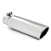 MBRP Universal Tip 3.5in OD 2.5in Inlet 12in L Angled Cut Rolled End Clampless No-Weld T304 MBRP Steel Tubing