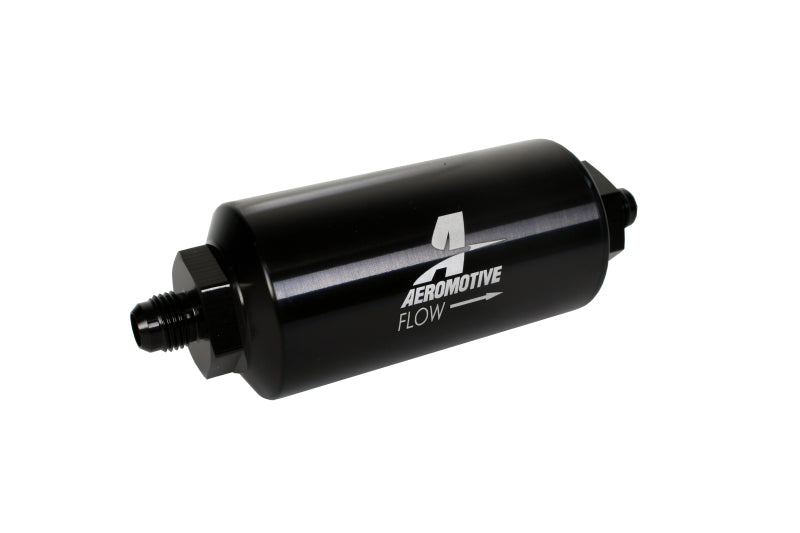 Aeromotive In-Line Filter - (AN-6 Male) 10 Micron Microglass Element Bright Dip Black Finish Aeromotive Fuel Filters