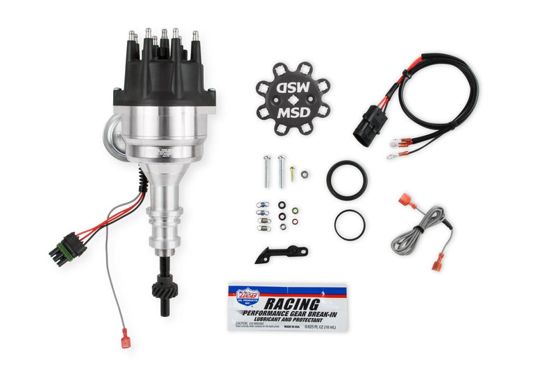 Distributor, Ford 289/302, Ready-to-Run, Black Cap, Steel Gear MSD Autoparts