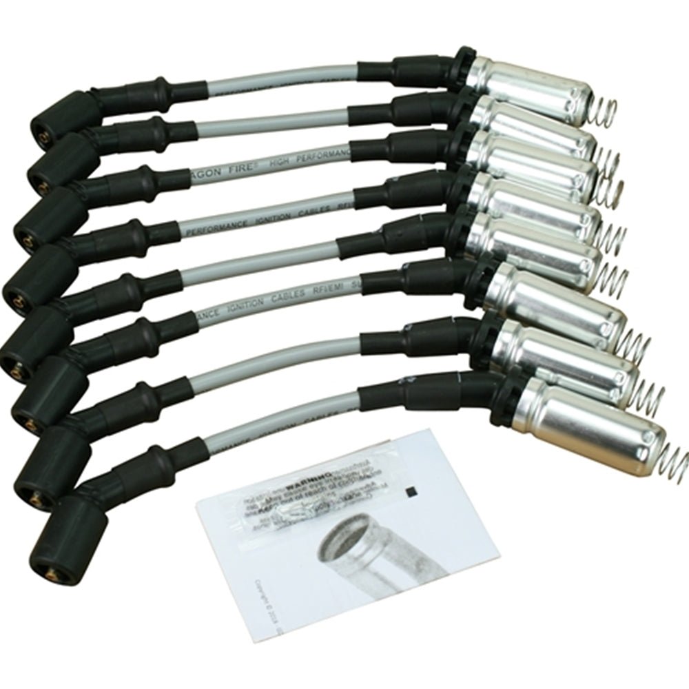 DRAGON FIRE 10.5" Direct Fit Spark Plug Wire Set w/ Heat Shield - Silver - Street Series PWJ256-S C8 CORVETTE