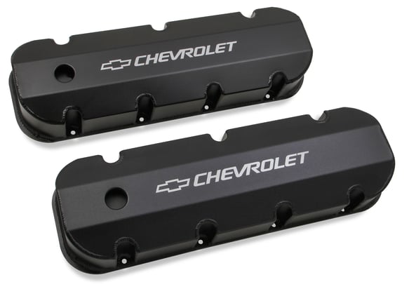 Holley GM Licensed Valve Cover - Track Series - BBC - Fabricated Aluminum - Short Bolt - Black 241-281 HOLLEY Autoparts