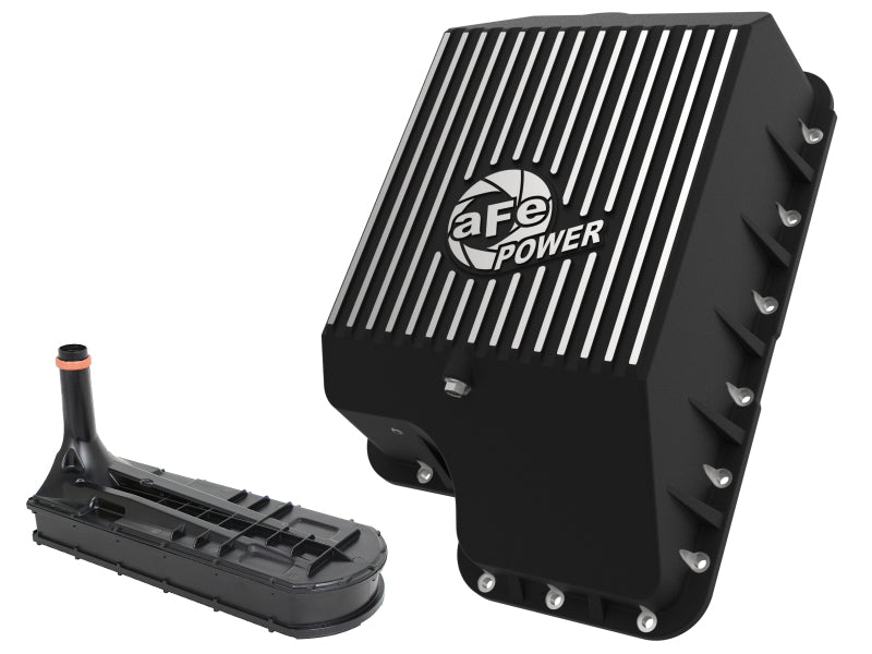 aFe Transmission Pan (Black); Ford Diesel Trucks 03-10 V8-6.0/6.4L (td) aFe Diff Covers