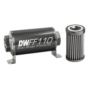 DeatschWerks Stainless Steel 8AN 40 Micron Universal Inline Fuel Filter Housing Kit (110mm) DeatschWerks Fuel Filters