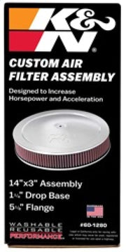 K&N 14in Red Custom Air Cleaner Assembly - 5.125in ID x 14in OD x 2.75in H x 1.25in Drop Base K&N Engineering Air Filters - Direct Fit