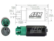 AEM 340LPH 65mm Fuel Pump Kit w/ Mounting Hooks - Ethanol Compatible AEM Fuel Pumps