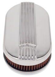 Edelbrock Air Cleaner Classic Series Oval Aluminum Top Cloth Element 17 5In X 9 35In X 3 9In Edelbrock Air Filters - Universal Fit
