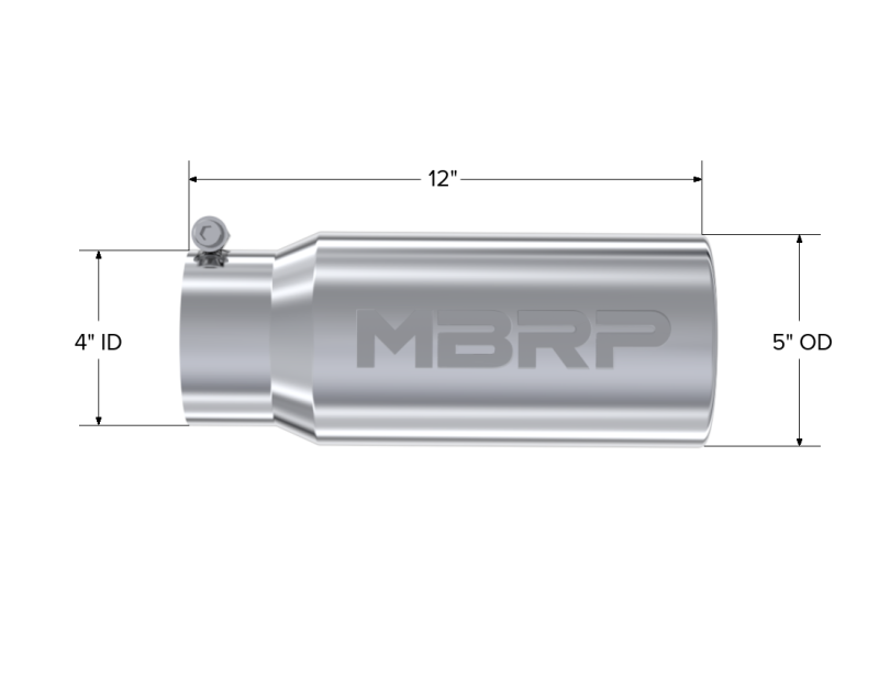 MBRP Universal Tip 5 O.D. Rolled Straight 4 inlet 12 length MBRP Steel Tubing