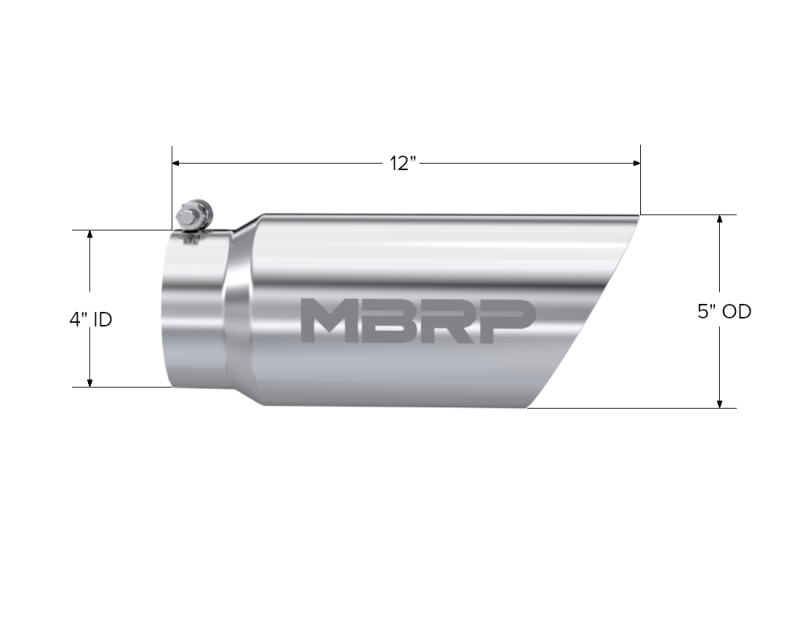 MBRP Universal Tip 5 O.D. Dual Wall Angled 4 inlet 12 length MBRP Steel Tubing