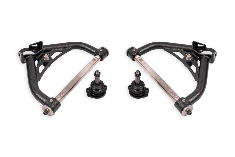 BMR 70-81 Chevrolet Camaro Non-Adj. Upper A-Arms w/ 0.5in Tall Ball Joint (Delrin) -Black Hammertone BMR Suspension Control Arms