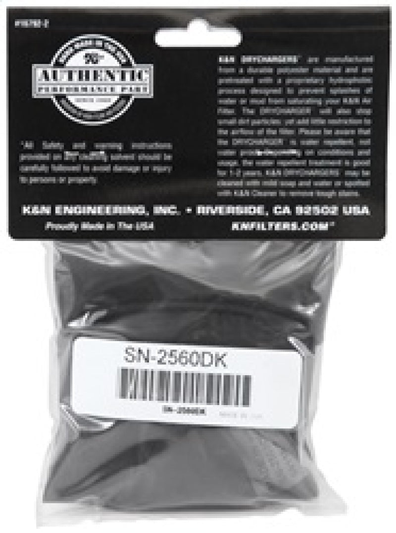 K&N Filter Wrap Drycharger Oval Tapered Black - 3.25in Base I/S Width x 2.5in Top I/S Width x 7in H K&N Engineering Pre-Filters