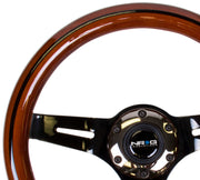 NRG Classic Wood Grain Steering Wheel (310mm) Dark Wood & Black Line Inlay w/Blk Chrome 3-Spoke Ctr. NRG Steering Wheels