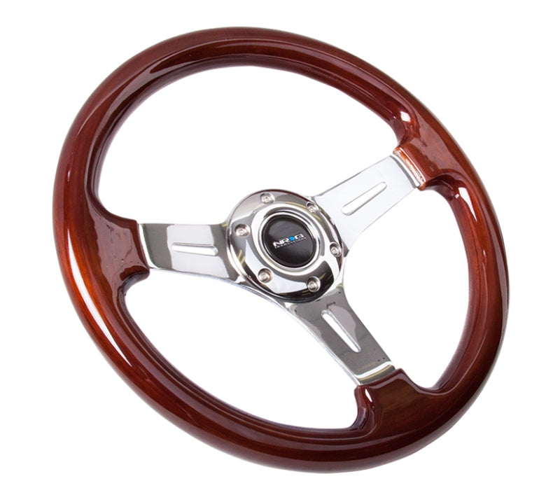 NRG Classic Wood Grain Steering Wheel (330mm) Wood Grain w/Chrome 3-Spoke Center NRG Steering Wheels