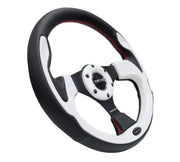NRG Reinforced Steering Wheel (320mm) Blk w/White Trim & 4mm 3-Spoke NRG Steering Wheels