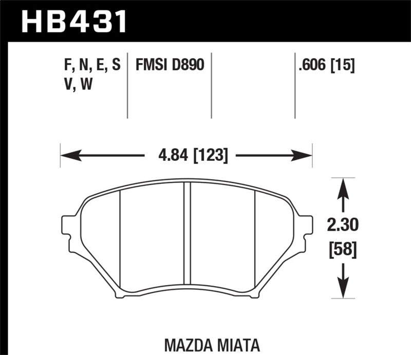 Hawk 01-05 Mazda Miata 1.8L Base OE Inc. Clips Shims Front ER-1 Brake Pads Hawk Performance Brake Pads - Racing