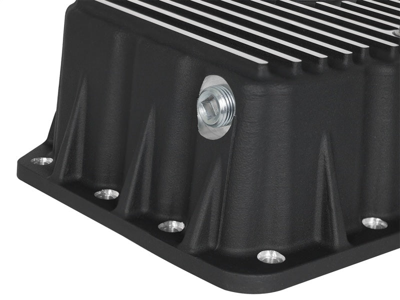AFE Pro Series Engine Oil Pan Black w/Machined Fins; 11-16 Ford Powerstroke V8-6.7L (td) aFe Diff Covers
