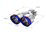 MBRP Burnt End Tip 2.5 ID Dual 4 OD Out 9.55 length Single wall 304 Stainless Steel Pass Side MBRP Tail Pipes