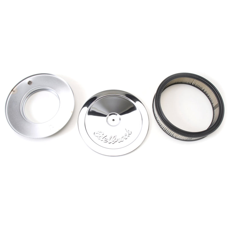 Edelbrock Air Cleaner Pro-Flo Series Round Steel Top Paper Element 10In Dia X 3 5In Chrome Edelbrock Air Filters - Universal Fit