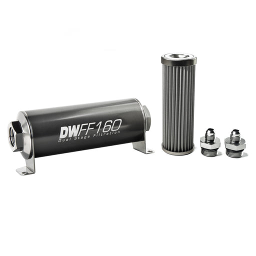 DeatschWerks Stainless Steel 6AN 40 Micron Universal Inline Fuel Filter Housing Kit (160mm) DeatschWerks Fuel Filters