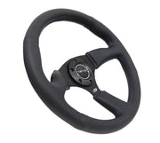 NRG Reinforced Steering Wheel (350mm / 2.5in. Deep) Blk Leather Comfort Grip w/5mm Matte Blk Spokes NRG Steering Wheels