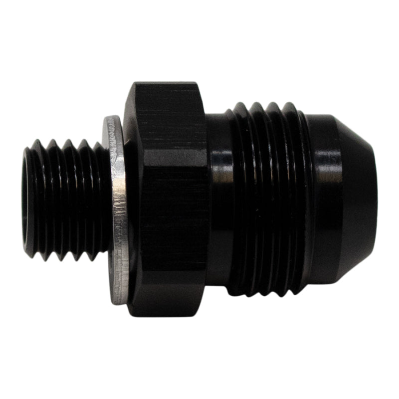 DeatschWerks 8AN Male Flare to M12 X 1.5 Male Metric Adapter (Incl Washer) - Anodized Matte Black DeatschWerks Fittings