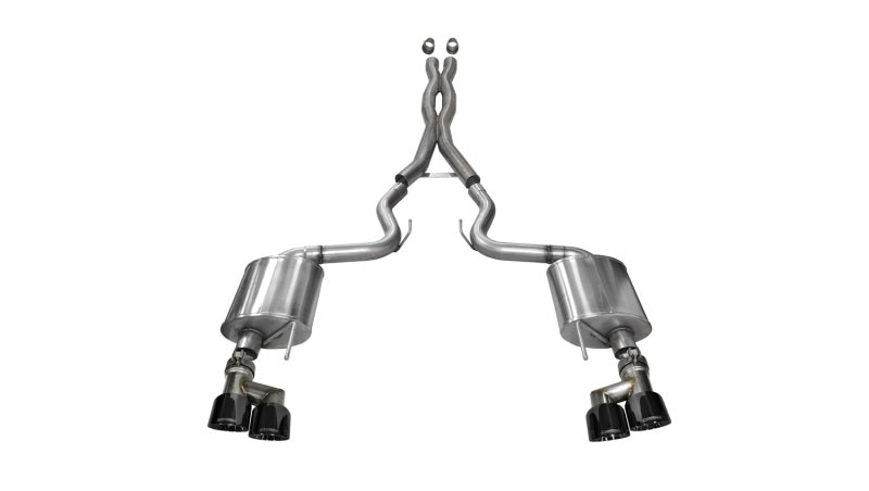 Corsa 2015-2017 Ford Mustang GT 5.0 3in Cat Back Exhaust Black Quad Tips (Sport) CORSA Performance Catback