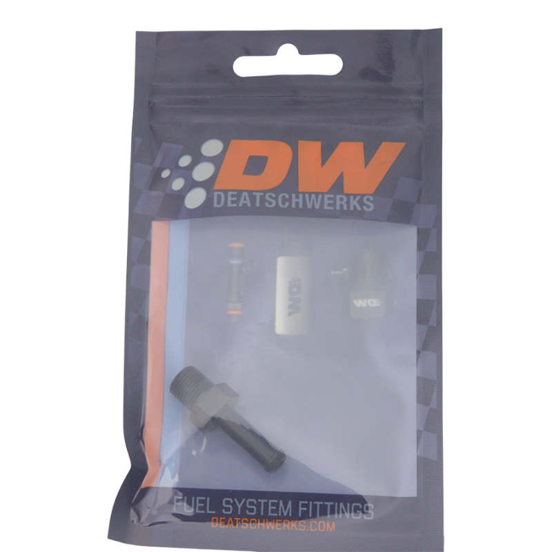 DeatschWerks 1/8in NPT Male Thread 1/4in Hose Barb - Anodized Matte Black DeatschWerks Fittings