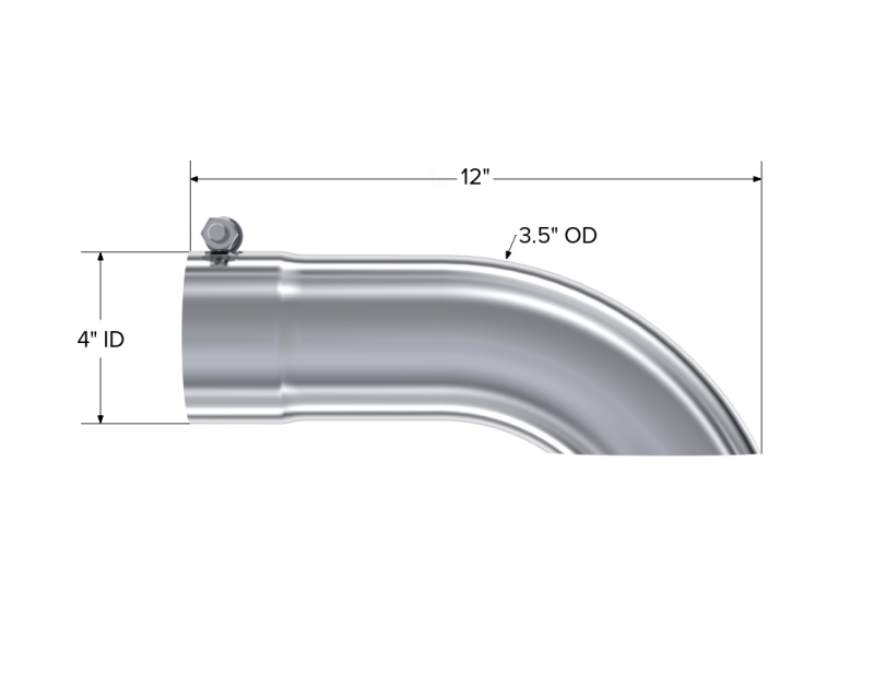MBRP Universal Tip 3.5in O.D. Turn Down 3.5in inlet 12 length MBRP Steel Tubing