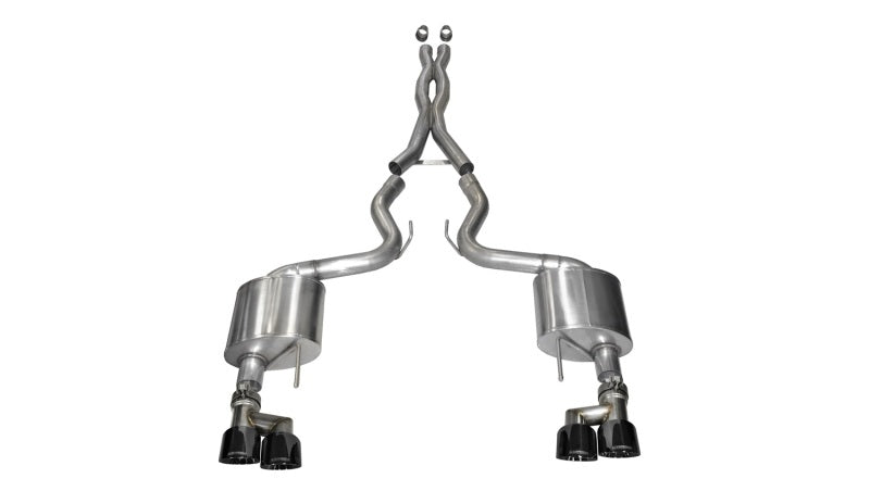 Corsa 2015-2017 Ford Mustang GT 5.0 3in Cat Back Exhaust Black Quad Tips (Xtreme) CORSA Performance Catback