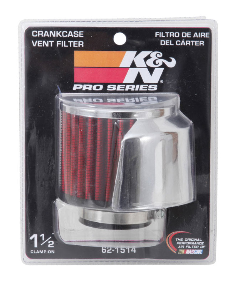 K&N 1.5in Flange ID x 3in OD x 2.5in Height Clamp On Crankcase Vent Filter K&N Engineering Air Filters - Universal Fit