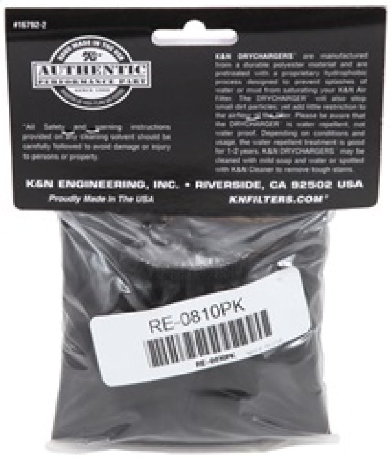 K&N Universal Round Tapered Filter Wrap - Black - 6in Base ID x 4.625in Top ID x 9in Height K&N Engineering Pre-Filters
