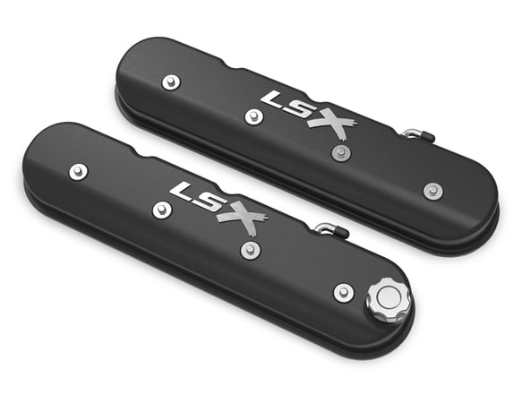 Tall LS Valve Cover with LSX Logo - Satin Black Machined Finish 241-407 HOLLEY Autoparts