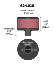 K&N Steel Base Crankcase Vent Filter .5in Vent OD x 2in OD x 1.5in Height K&N Engineering Air Filters - Universal Fit
