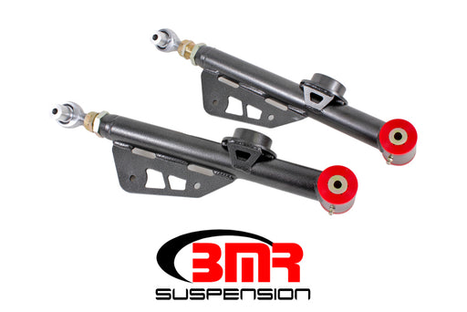 BMR 79-98 Fox Mustang On-Car Adj. Lower Control Arms Poly / Rod End Combo - Black Hammertone BMR Suspension Control Arms