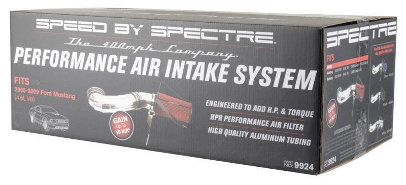 Spectre 05-09 Ford Mustang GT V8-4.6L F/I Air Intake Kit - Polished w/Red Filter Spectre Cold Air Intakes