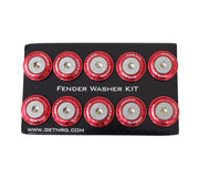 NRG Fender Washer Kit w/Rivets For Plastic (Red) - Set of 10 NRG Hardware Kits - Other