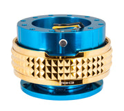 NRG Quick Release Kit - Pyramid Edition - Blue Body / Chrome Gold Pyramid Ring NRG Quick Release Adapters
