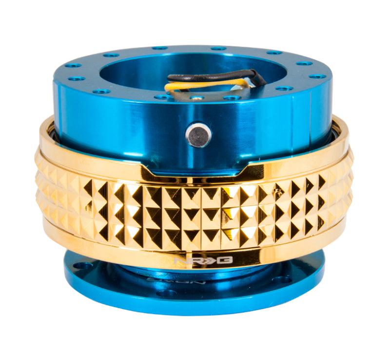 NRG Quick Release Kit - Pyramid Edition - Blue Body / Chrome Gold Pyramid Ring NRG Quick Release Adapters