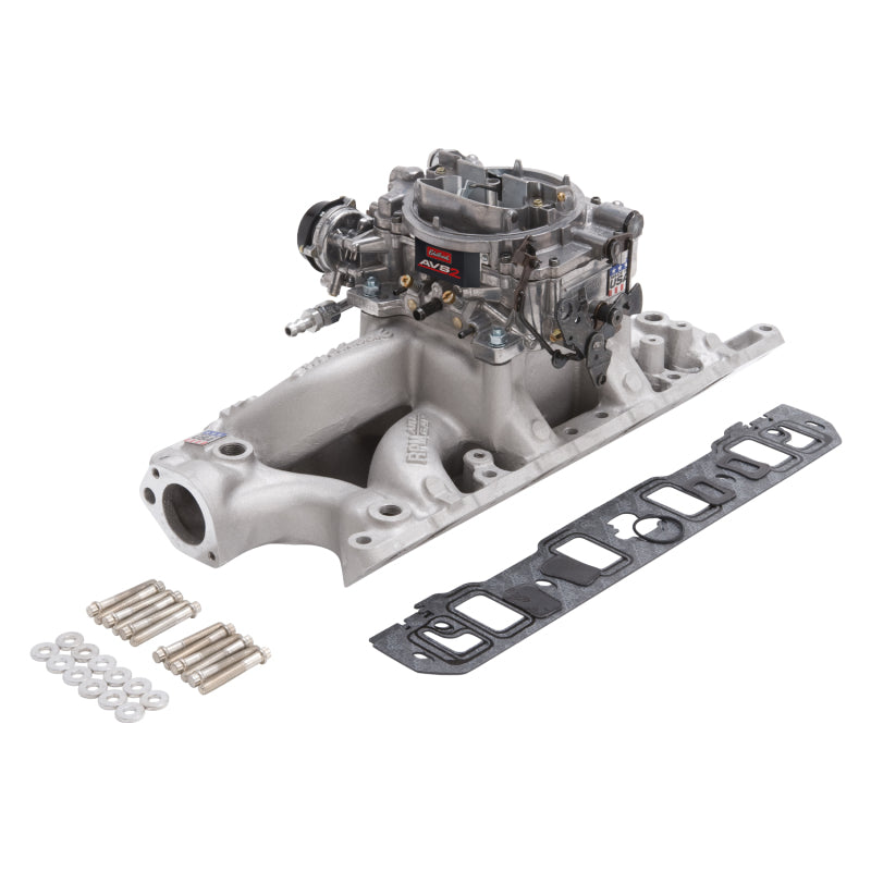Edelbrock Manifold And Carb Kit Performer RPM Air-Gap Small Block Ford 289-302 Natural Finish Edelbrock Intake Manifolds
