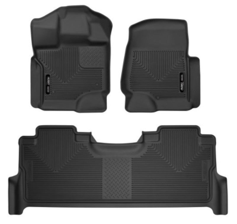 Husky Liners 2017 Ford F-250 Super Duty Crew Cab X-Act Contour Black Front & Rear Floor Liners Husky Liners Floor Mats - Rubber