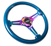 NRG Classic Wood Grain Steering Wheel (350mm) Blue Pearl/Flake Paint w/Neochrome 3-Spoke Center NRG Steering Wheels