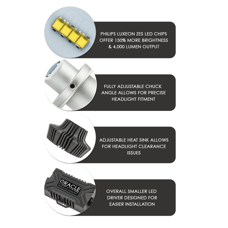 Oracle PSX24w/ 2504 4000 Lumen LED Headlight Bulbs (Pair) - 6000K ORACLE Lighting Bulbs