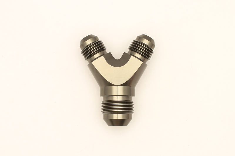 DeatschWerks 6AN Male Flare + 6AN Male Flare to 8AN Male Flare Y Block Fitting DeatschWerks Distribution Blocks
